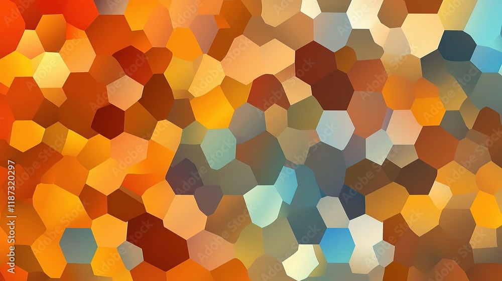 Poster vibrant hexagon pattern with geometric abstract design elements