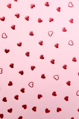 Beautiful red hearts on color background