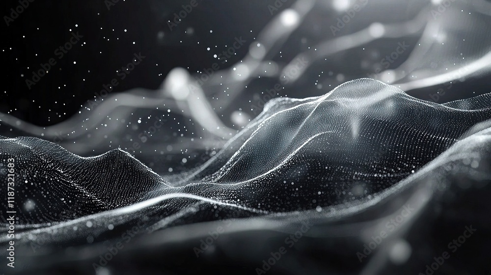 Poster abstract grey and white flowing background with soft lines and depth