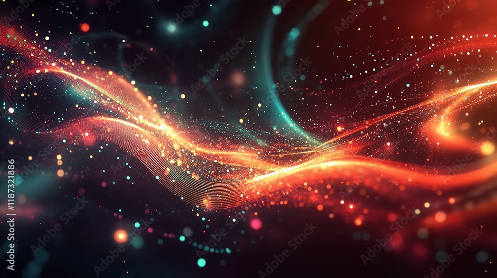 Poster abstract technology interface with colorful light patterns and lines