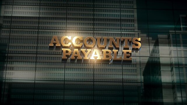 Business Finance Economic Skyscraper Glass Reflections and Golden Text Reads Accounts Payable