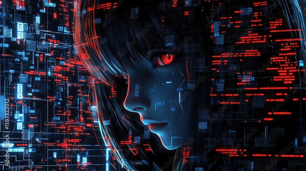 Poster digital technology background with abstract computer lines