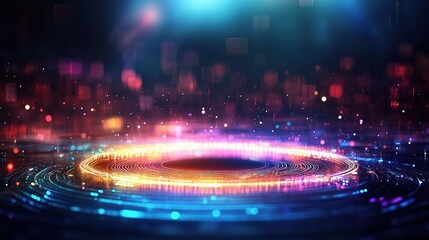 Colorful Hologram Display with LED Lights and Dynamic Patterns