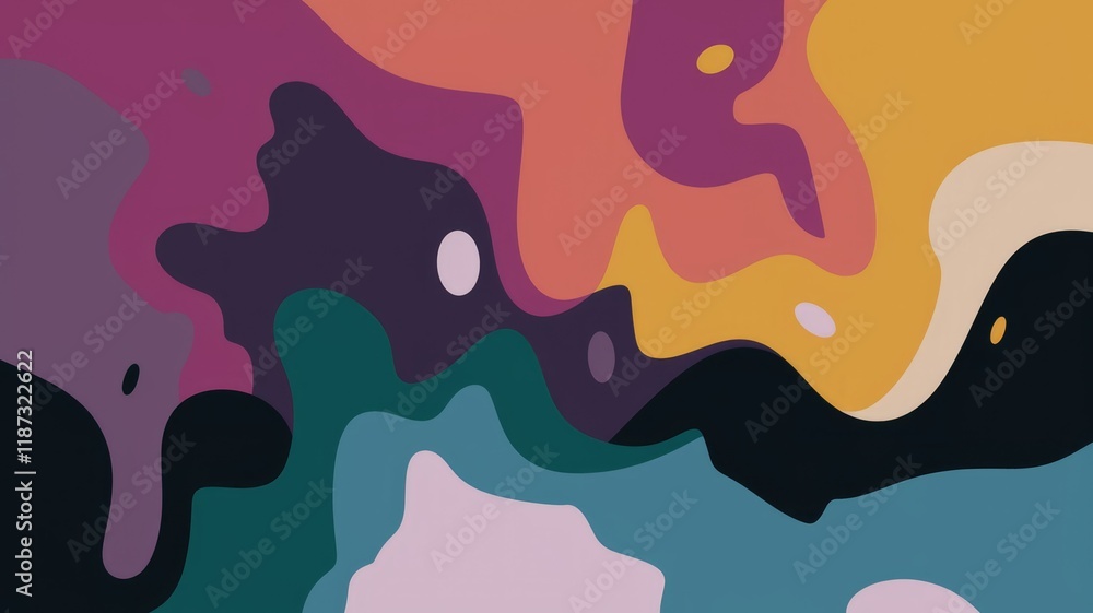 Poster Abstract art with flowing, organic shapes in muted colors creating a visually appealing and calming effect.