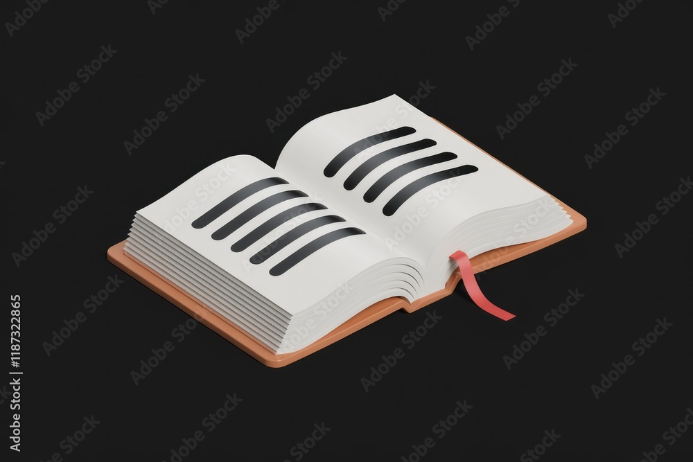 Leinwandbilder a 3d rendered image of an open book with black lines on white pages, suggesting reading or knowledge