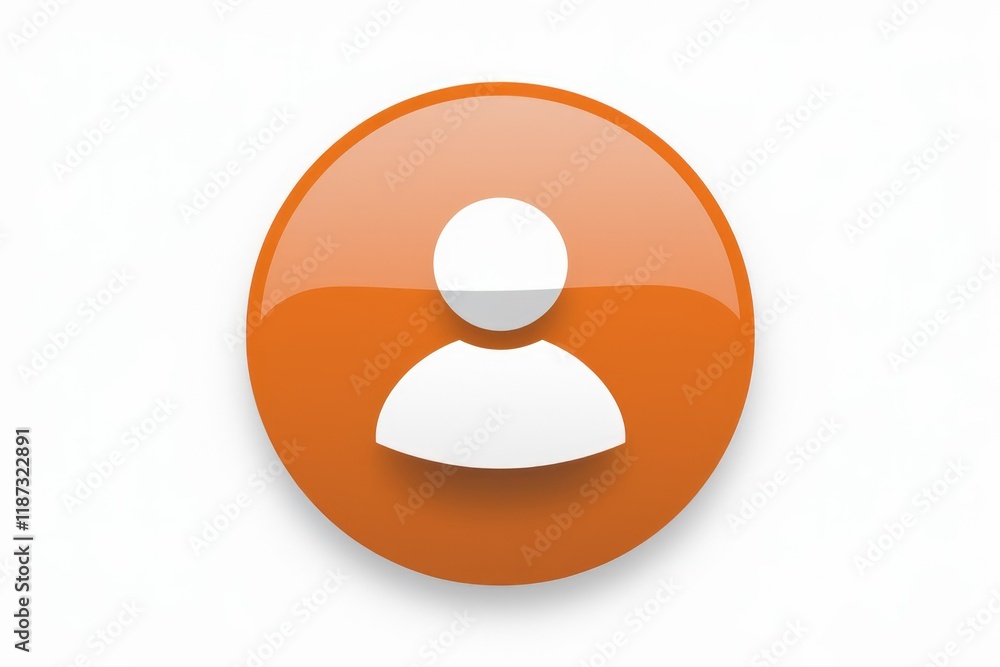 Poster a simple, round orange button featuring a white user icon, symbolizing profile or account.