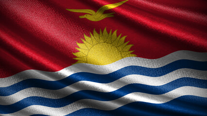 Kiribati flag with realistic silky wave texture