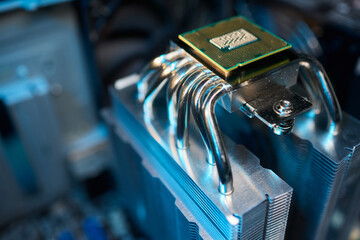 This image provides a closeup view of a cutting edge modern microprocessor chip design