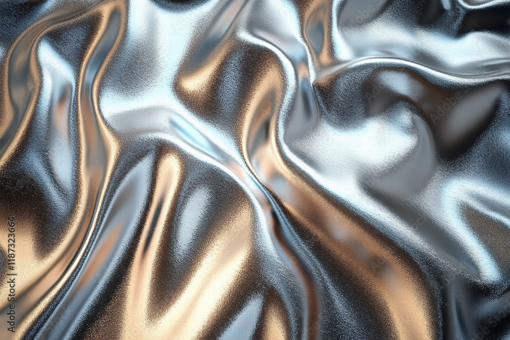 Poster metallic surface with smooth texture and light reflections in a dynamic pattern