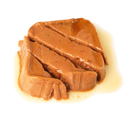 Portion of wet pet food isolated on white