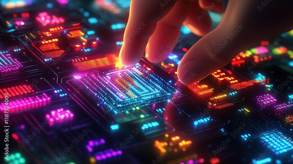 Aufkleber colorful interface of artificial intelligence with vibrant patterns