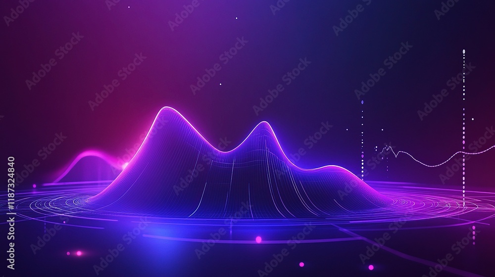 Poster futuristic data visualization with holographic elements and lines