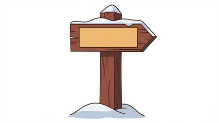 A snow-covered wooden signpost points the way, blank for your message.