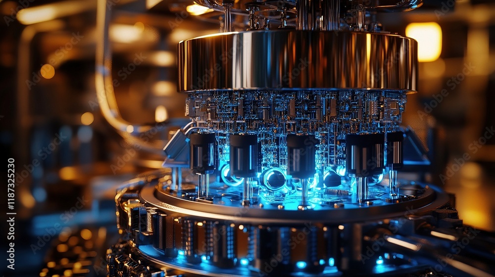 Poster intricate quantum computer with advanced electronic circuit design