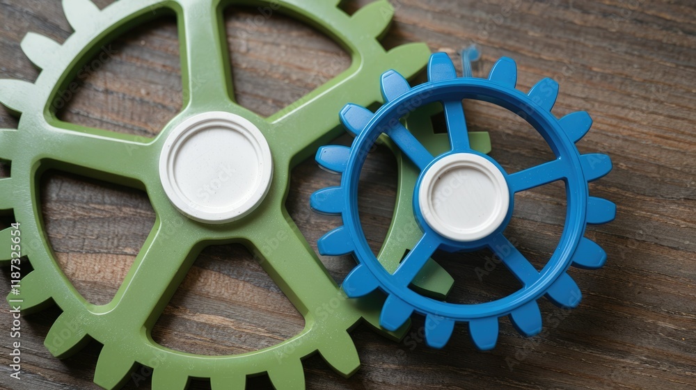 Aufkleber interlocking gears, symbolizing teamwork, collaboration, and the intricate workings of a system.