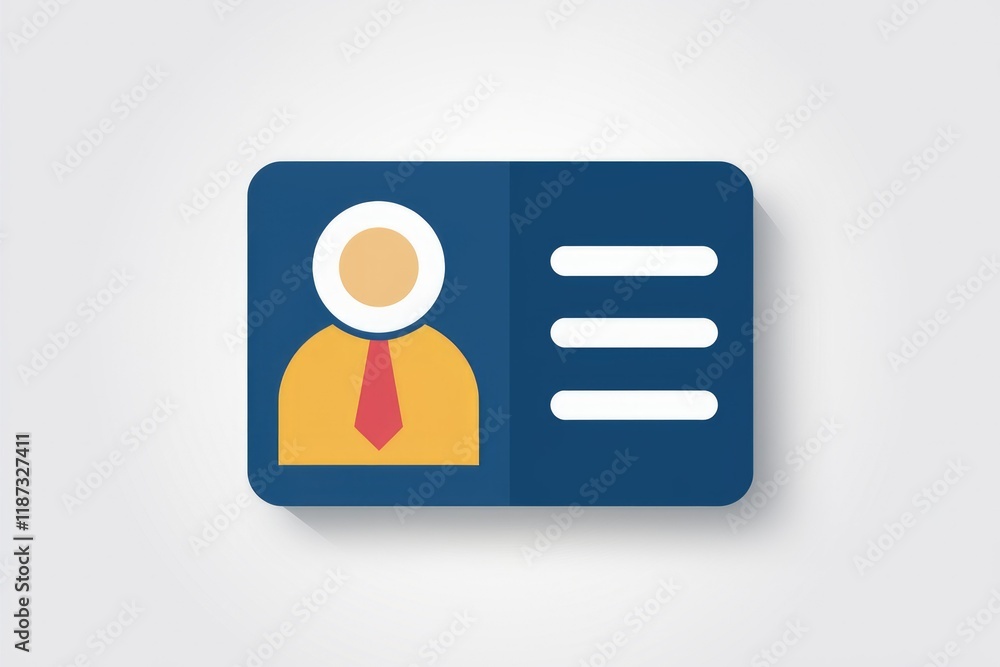 Poster a simple icon representing a business id card with a person's profile and essential details.