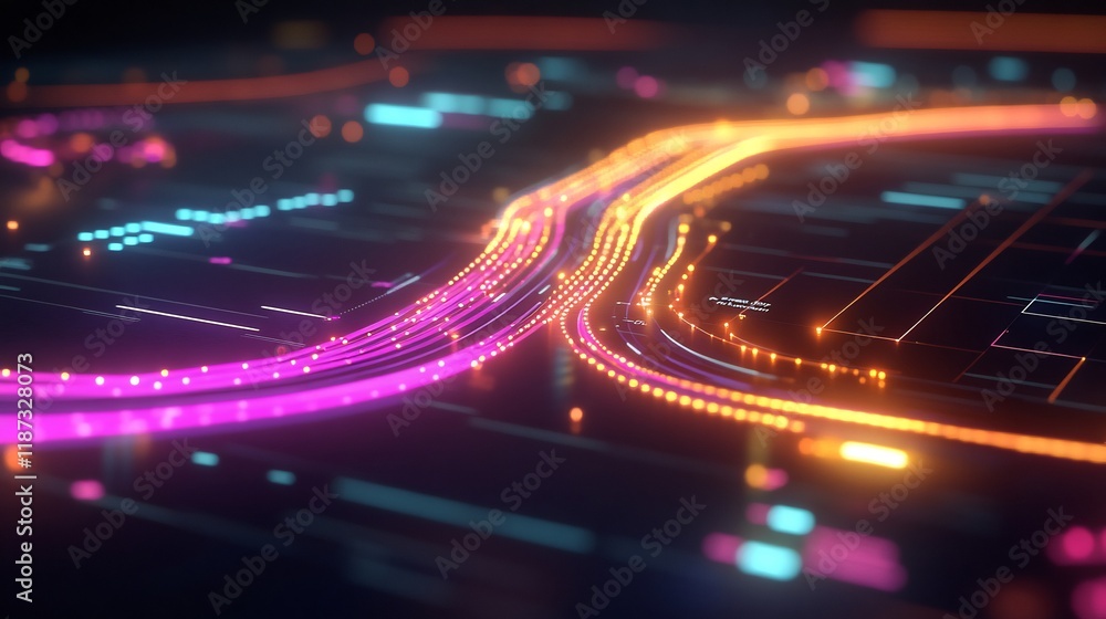 Poster Customer insights displayed glowing data streams flowing vibrant analytic charts