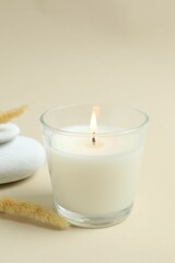 Aromatic candle on color background 