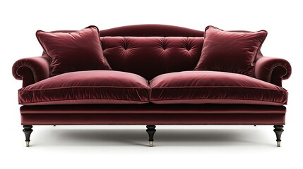 Luxury sofa with rich, velvet cushions, a high back, and elegant armrests 