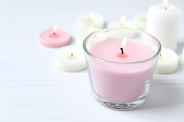 Beautiful composition with candles on the table