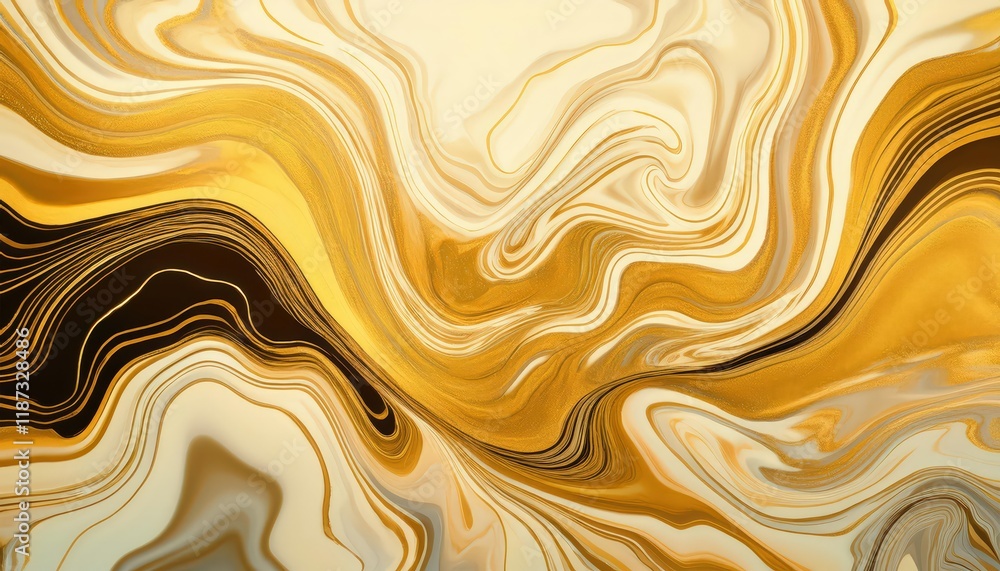 Aufkleber striking abstract marble splash with golden ink swirls on a dark background a mesmerizing play of li