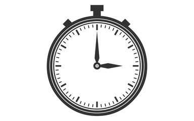 Stopwatch vector image in black, stopwatch png image, vector stopwatch illustration