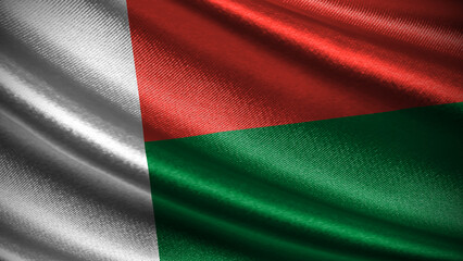 Obraz premium Madagascar flag with realistic silky wave texture
