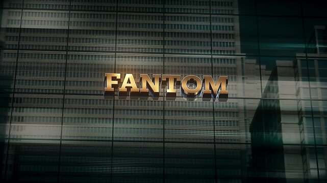 Business Finance Economic Skyscraper Glass Reflections and Golden Text Reads Fantom
