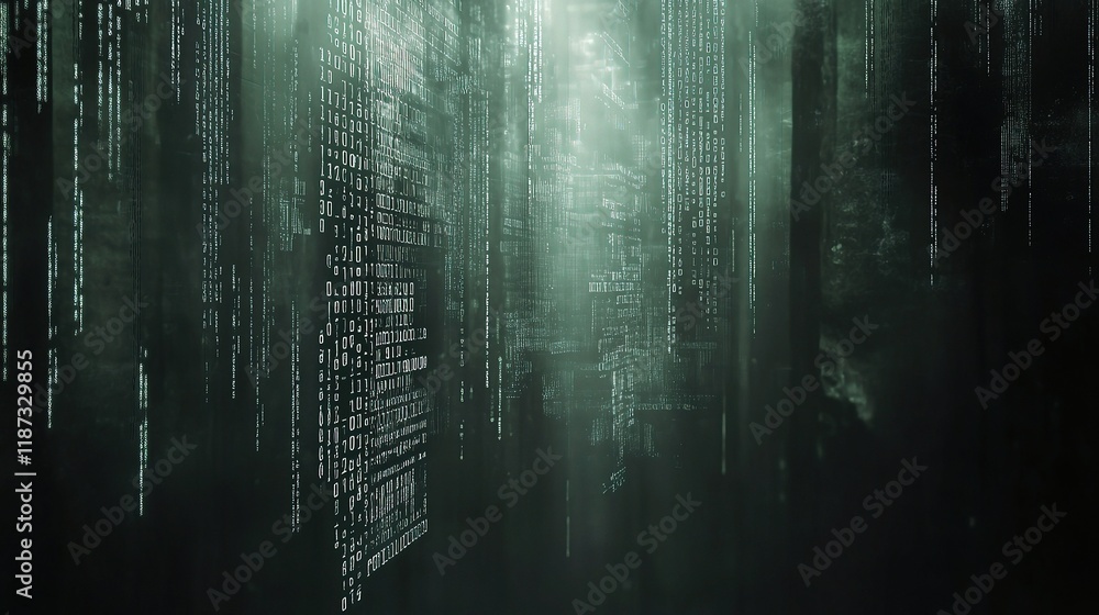 Poster futuristic concept of software development with abstract data elements
