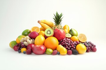 3D Packed Fruits Isolated and White Background