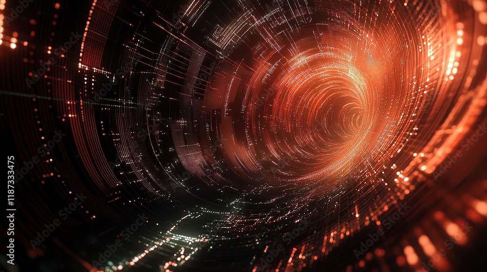 Poster futuristic 3d data swirl with dynamic waves and graph lines