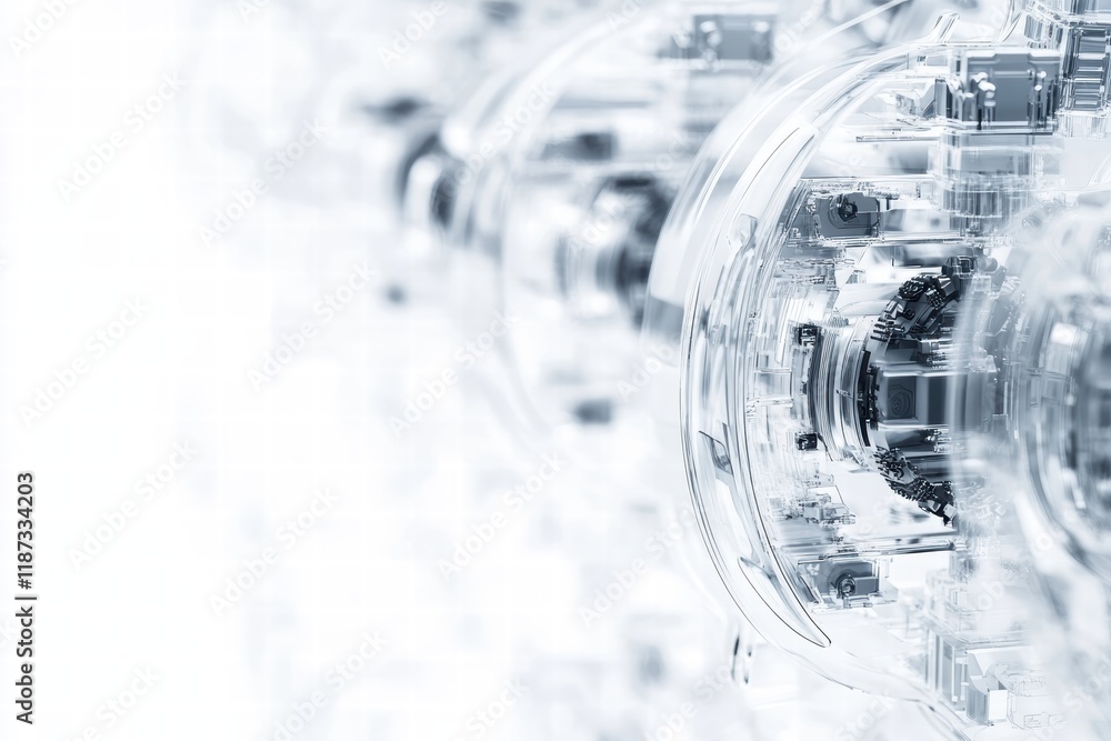 Poster transparent technological design featuring intricate patterns on a white background