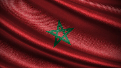 Morocco flag with realistic silky wave texture