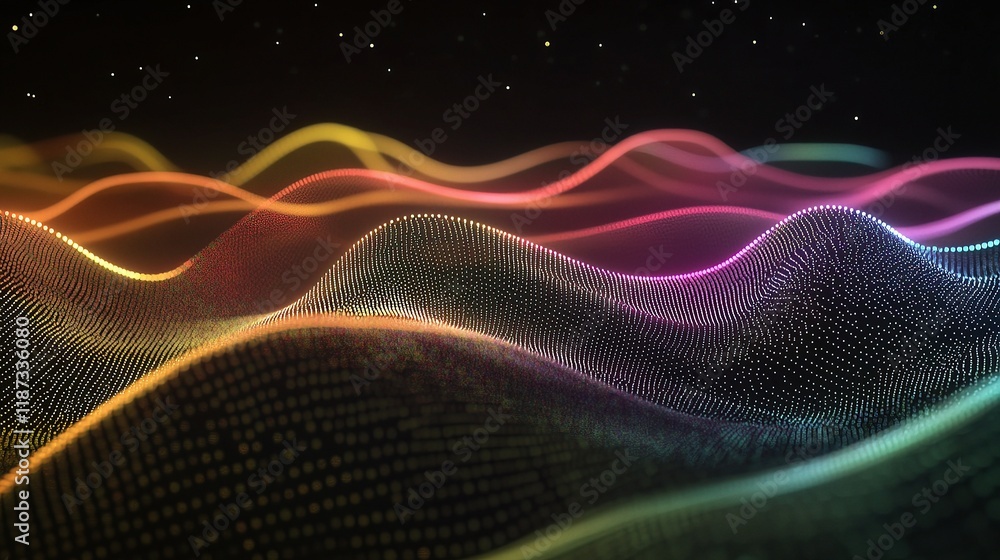Aufkleber abstract digital background with slow motion colorful lines and dots
