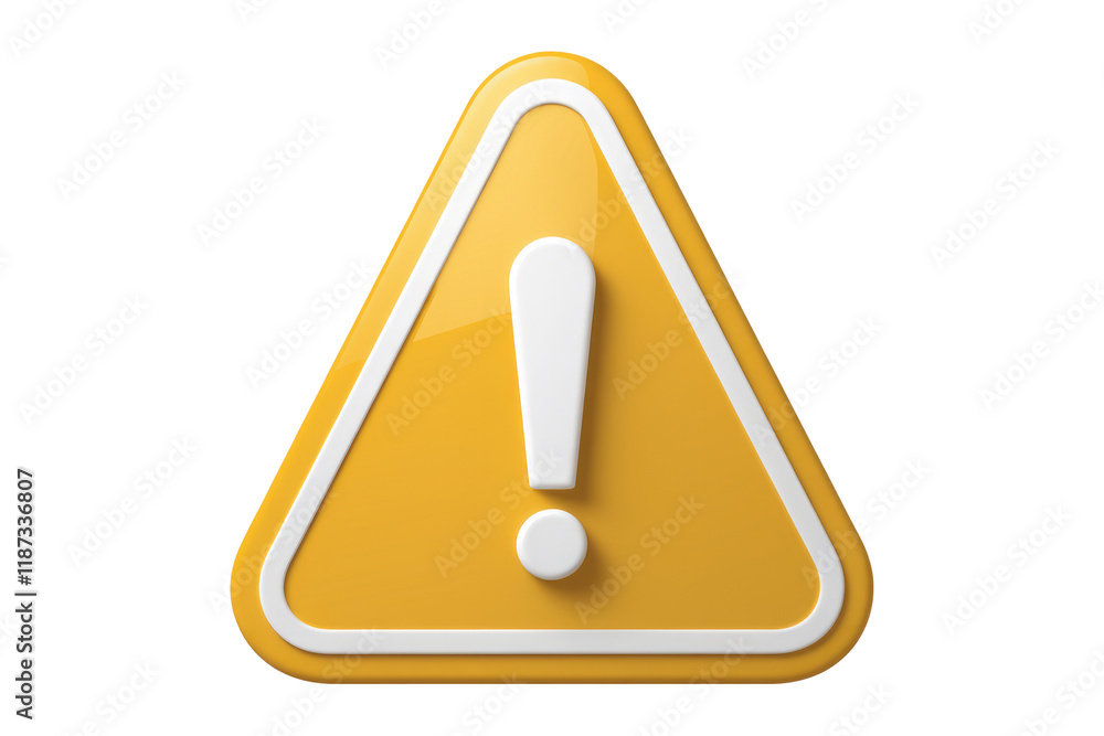 Poster yellow triangular warning sign with a white exclamation mark, indicating caution or alert. backgroun