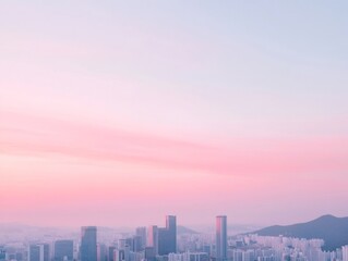 Urban Weather Digital Weather Forecasting Over Korean Cityscape at Sunset, Technology Integration for Weather Forecasting