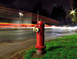 Fire hydrant at night