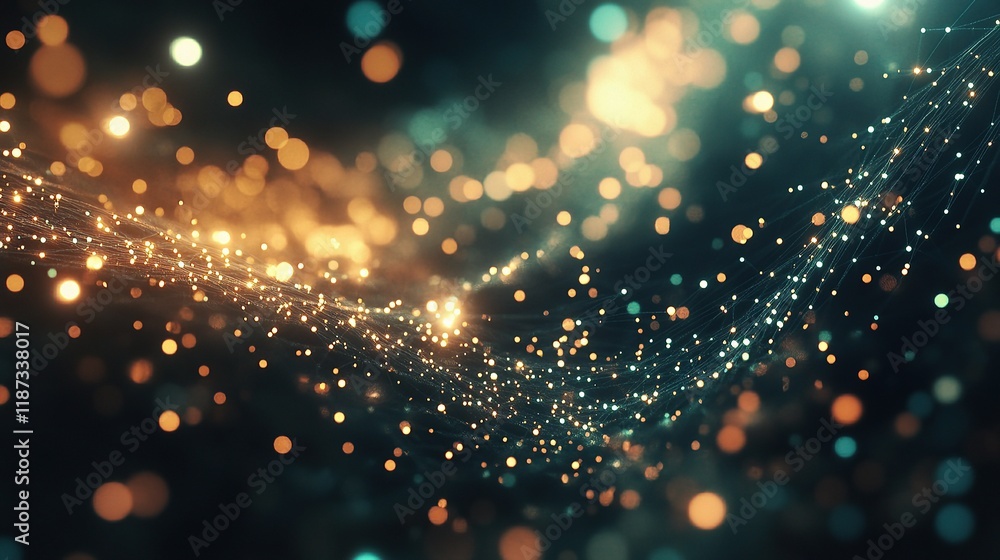 Poster abstract big data technology connection concept with glowing lights