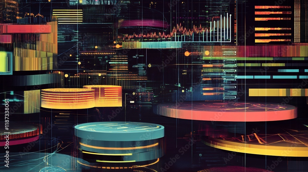 Poster Conceptual visualization of regtech dynamic patterns symbolic layers representing regulatory compliance technologies