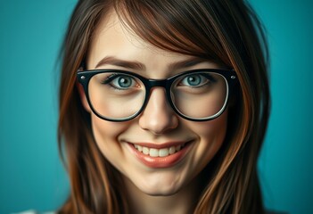 Obraz premium Female portrait in glasses with a smile