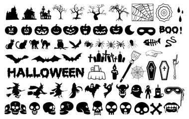 Spooky Silhouettes: A collection of Halloween-themed silhouettes, capturing the essence of the holiday's iconic symbols, from eerie creatures to haunted decorations.