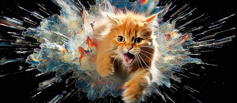 Cat exploding sand Generative AI