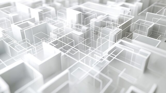 Conceptual visualization of organizational design highlighting geometric shapes interconnected pathways structural efficiency