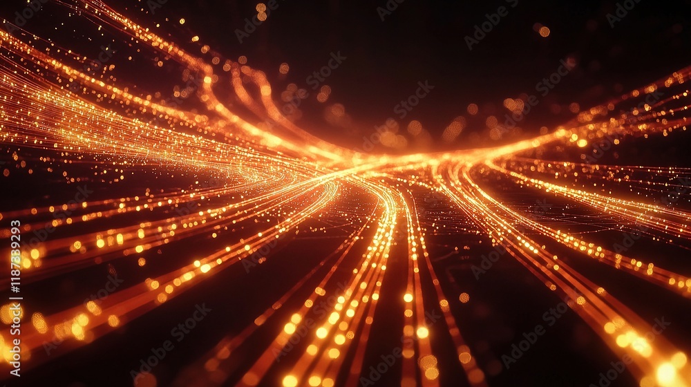 Poster animated glowing lines and circuits with dynamic connections