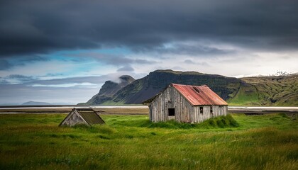 Fototapeta premium hvammsvik abandoned farm in iceland