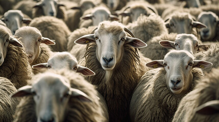 Sheep Herd in Close Up
