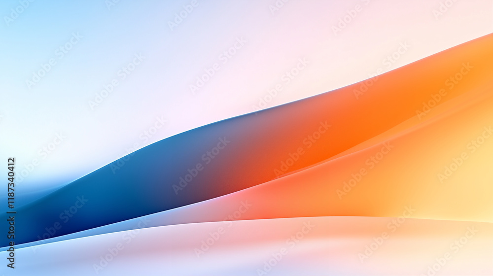 Poster abstract waves in smooth gradient design with fluid shapes