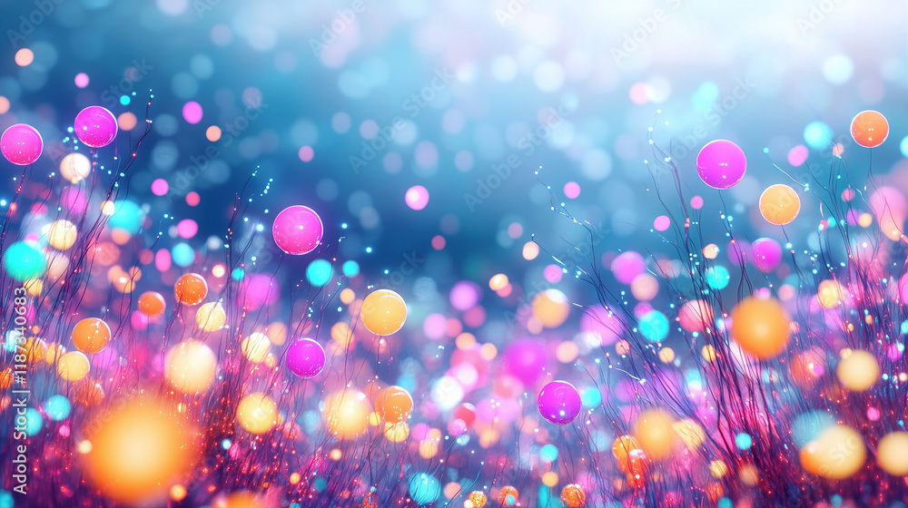 Poster abstract floral background with colorful bokeh and floral design elements creating a vibrant and dre