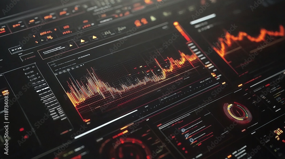 Poster dynamic digital dashboard with led graphs and elements