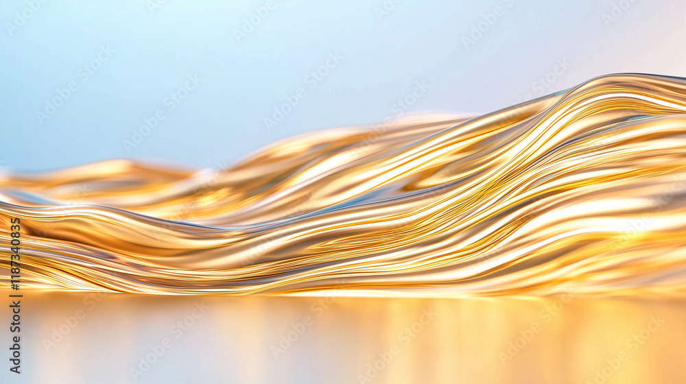 Aufkleber abstract waves fluid motion in golden hue with dynamic flow